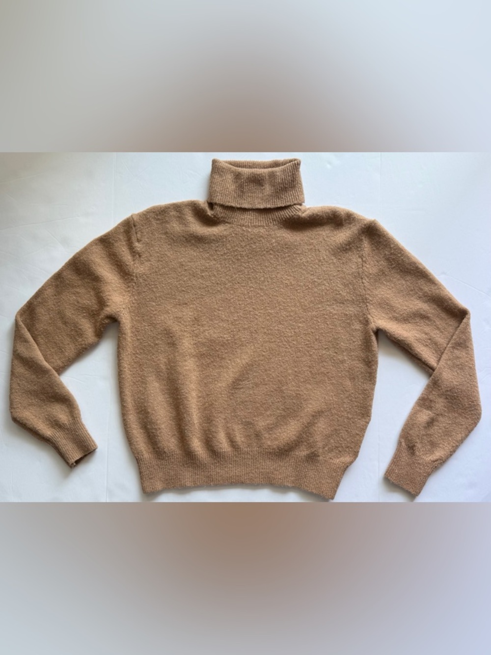 H&M Turtleneck Sweater Soft-Knit Loose-Fit Dark Beige Tan Size S